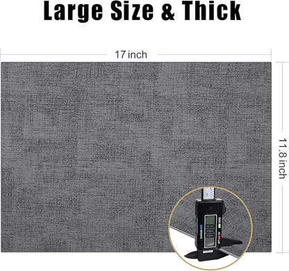 Homaxy Faux Leather Heat Resistant Placemats for Dining Table Set of 8, Waterproof Wipeable Washable PU Table Mats, Easy to Clean Anti-Slip Place Mats, 11.8" x 17", Dark Grey