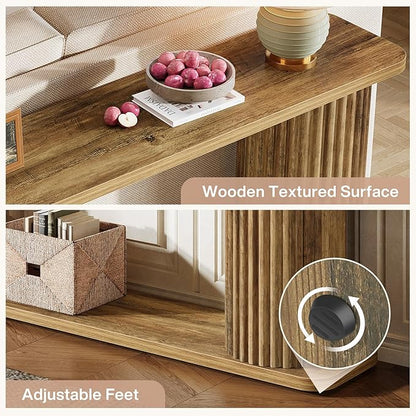 Tribesigns 63" Long Console Table, Mid Century Modern Behind Couch Sofa Table with Shelves, 2-Tier Entryway Table for Hallway, Entrance, Foyer, Living Room