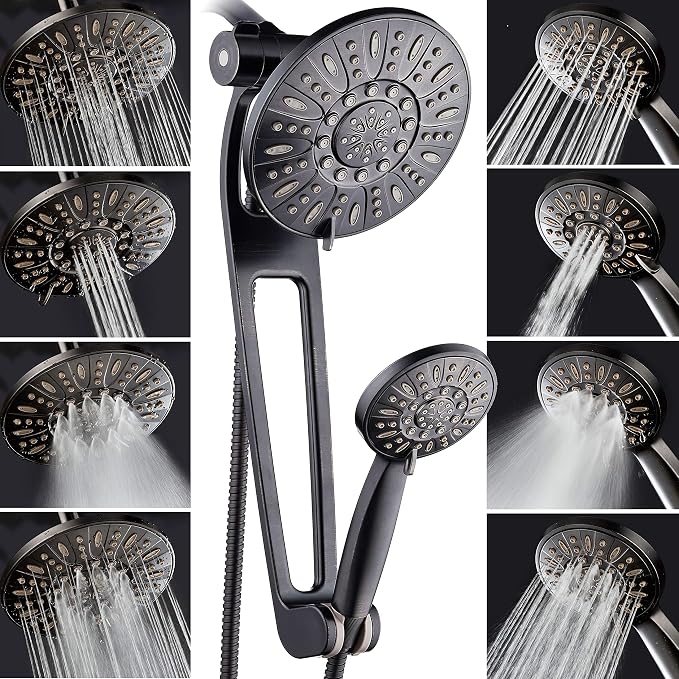AquaDance High-Pressure 48-mode 3-way Shower Spa Combo with Adjustable 18" Extension Arm for Easy Reach & Mobility! Enjoy Luxury 7" Rain & Handheld Showerhead Separately or Together! Oil-Rubbed Bronze