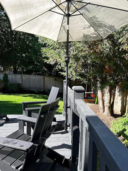 | Patio Umbrella Holder | 2 Piece Split Design | Outdoor Umbrella Base and Mount | Attaches to Railing Maximizing Patio Space and Shade