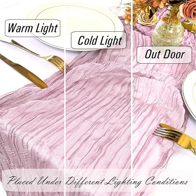 8 Pack Light Pink Cheesecloth Table Runner 22 x 108 inch Gauze Cheese Cloth Table Runner Bulk for Rustic Wedding Baby Shower Birthday Party Boho Table Decor