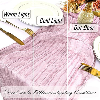 8 Pack Light Pink Cheesecloth Table Runner 22 x 108 inch Gauze Cheese Cloth Table Runner Bulk for Rustic Wedding Baby Shower Birthday Party Boho Table Decor