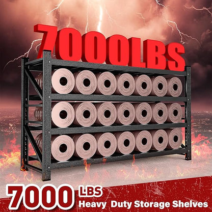 7000LBS Heavy Duty Garage Shelving Units,79" Wide & Deep Storage Shelves,Black Metal Garage Shelves,Large Storage Rack,Steel Shelf,Industrial Shelving for Shop,Warehouse,Basement,79" W x 24" D x 79" H
