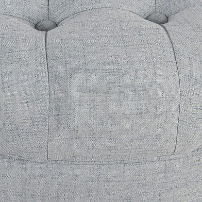 Homepop Home Decor | Button Tufted Woven Round Storage Ottoman | Ottoman with Storage for Living Room & Bedroom (Light Blue)
