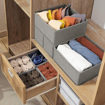 Criusia Drawer Organizer Clothes, 8 Pack Underwear Organizer, Foldable Closet Organizers and Storage Dresser Dividers for Clothes, Socks, Scarves, Ties (Gray)