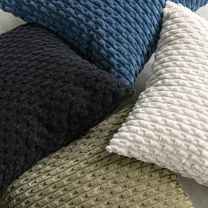 Set of 4 Blue Decorative Throw Pillow Covers 24x24 Inch Corduroy Pillow Covers for Bed Couch Sofa Living Room Soft Square Cushion Cases