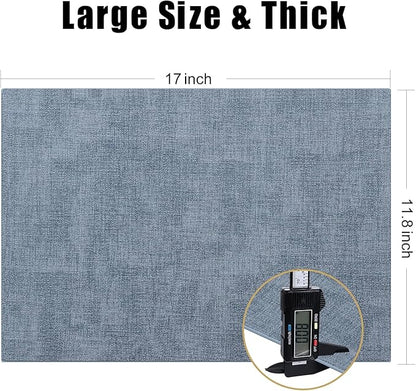 Homaxy Faux Leather Heat Resistant Placemats for Dining Table Set of 8, Waterproof Wipeable Washable PU Table Mats, Easy to Clean Anti-Slip Place Mats, 11.8" x 17", Blue