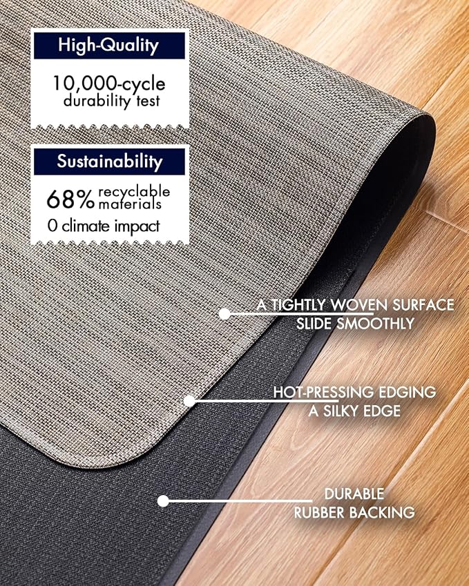 BARoyal Office Chair Mat for Hardwood Floor Under Desk Computer Rolling Chair Mat for Wood/Tile Floor Non-Slip Heavy Duty Desk Rug PVC Plastic Hard Floor Protector 46"x 60" (Soapstone)
