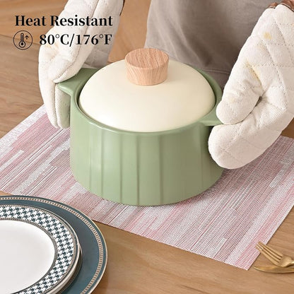 Leetaltree Misty Rose Placemats Set of 8 - Heat Resistant Non-Slip Place mats for Dining Table, Washable Durable PVC Vinyl Woven Table Mats（Misty Rose, 8）
