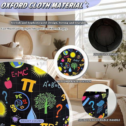 Funny Laundry Basket Oxford Cloth Foldable Geometry Pattern Laundry Hamper With Handle Portable Clothes Organizer Storage Basket 18.9x16.5 Inch For Laundry Room/Bedroom/Bathroom