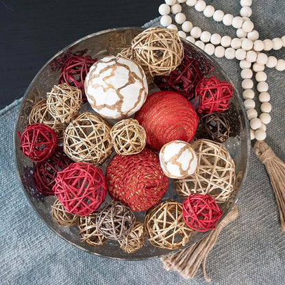 ANDALUCA Decorative Balls Bag Bowl Filler Home Decor (Red Gold)