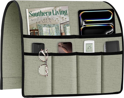 Joywell Armrest Organizer Remote Holder for Recliner Armchair Caddy Couch Sofa Arm Chair Caddie with 6 Pocket Storage for Magazine, iPad, Phone,Sage Green