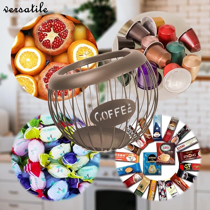 AIYICIII K-Cup Holder, Large Capacity K-Cup Organizer for Counter, Coffee Bar Accessories, Metal Coffee Pods Storage (Brown)