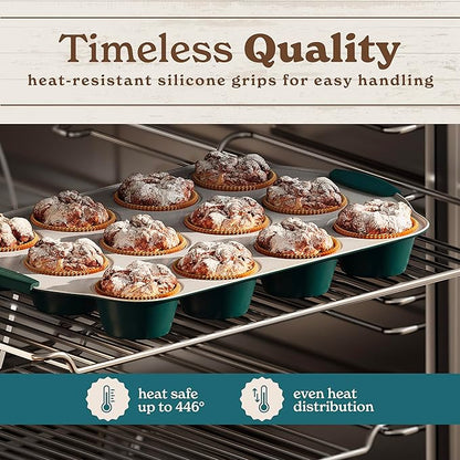 Country Kitchen Nonstick Stackable Bakeware Set - Heavy Duty, Durable, Easy Release Baking Set, Sage, 10 Pcs