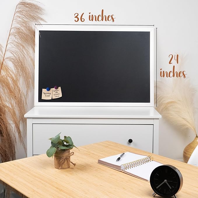 Loddie Doddie Magnetic Chalkboard & Magnet Board - 24"x36", White - Porcelain Enamel & Chalkboard Calendar - Photo & Magnet Display - Rustic Farmhouse Charm & Kitchen Menu Board