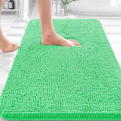 OLANLY Bathroom Rugs 30x20, Extra Soft Absorbent Chenille Bath Rugs, Rubber Backing Quick Dry, Machine Washable Bath Mats for Bathroom Floor, Tub and Shower, Home Decor Accessories, Mint Green