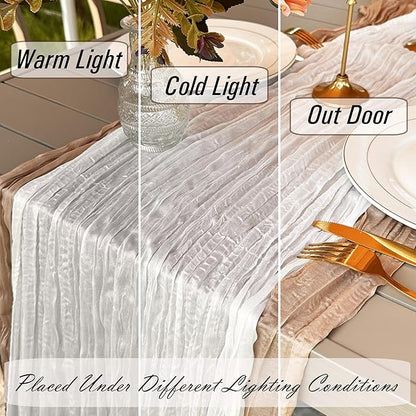 8 Pack White Cheesecloth Table Runner 22 x 108 inch Gauze Cheese Cloth Table Runner Bulk for Rustic Wedding Baby Shower Birthday Party Boho Table Decor