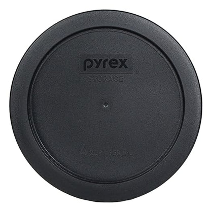 Pyrex 7201-PC 4-Cup Black Food Storage Replacement Lid (6-Pack) - Made in USA