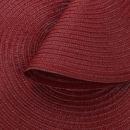SHACOS Round Placemats Set of 4 for Dining Table 15 inch Round Braided Place Mats Washable Non Slip Kitchen Table Mats, Burgundy