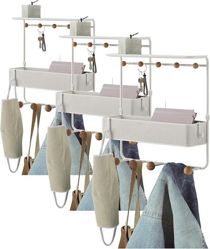 Umbra Estique Entryway Organizer with Hooks and Shelves, W/Shelf, White (Pack of 3)