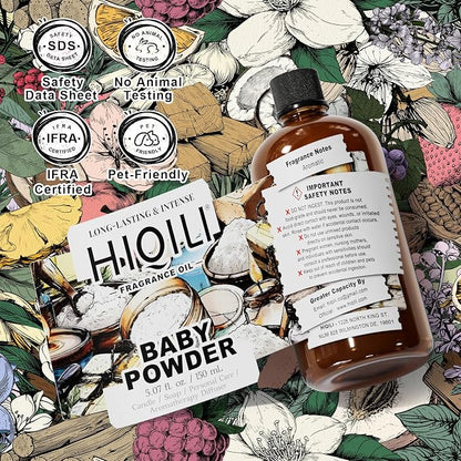 HIQILI Baby Powder Fragrance Oil - for Body Oils, Laundry Detergent, Candle, Perfumes & Soap Making, and Home Diffusers Use - 5.07 Fl Oz