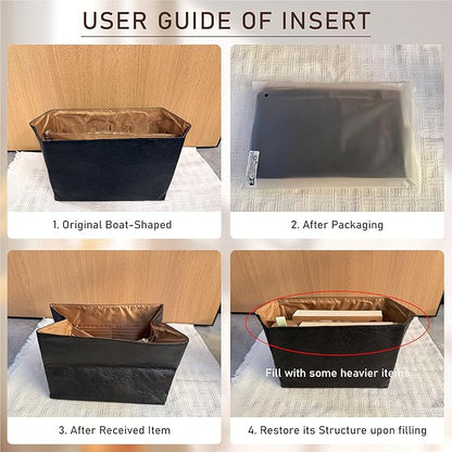 Doxo New DupontPaper Purse Organizer Insert Compatible with Longchamp Le Pliage L Handbag Insert, Lightweight Waterproof Le Pliage Large Organizer(Black&Brown, Large)
