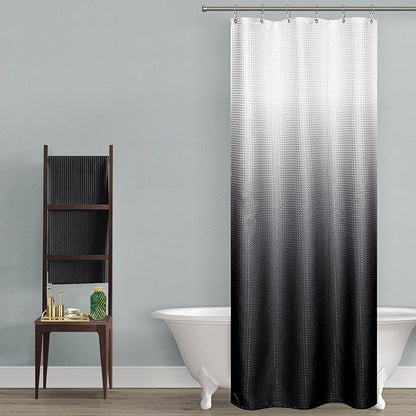 Mrs.Naturall RV Camper Stall Small Shower Curtain Little Size 36wx72h Single Hotel Style Stand Up Shower Curtains,Hooks,Liners for Bath 36 x 72 Inch Ombre Tie Dip Dyed White and Black
