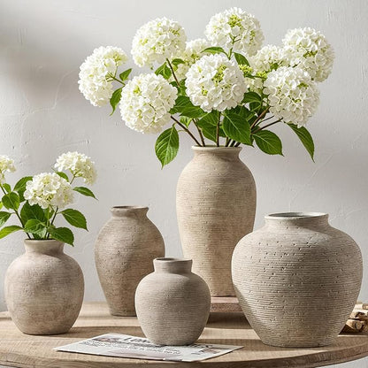 Vanselia Ceramic Flower Vase Home Decor - Large Tall Farmhouse Table Vases Rustic Vintage Living Room Kitchen Bedroom Decorations for House Book Shelf Office Coffee Desk Dining Fireplace (10" Retro)