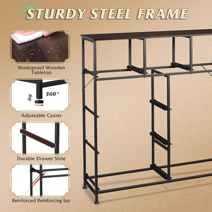 WLIVE 9-Drawer Dresser, Fabric Storage Tower for Bedroom, Hallway, Entryway, Closet, Tall Chest Organizer Unit with Fabric Bins, Steel Frame, Wood Top, Easy Pull Handle, Dark Grey