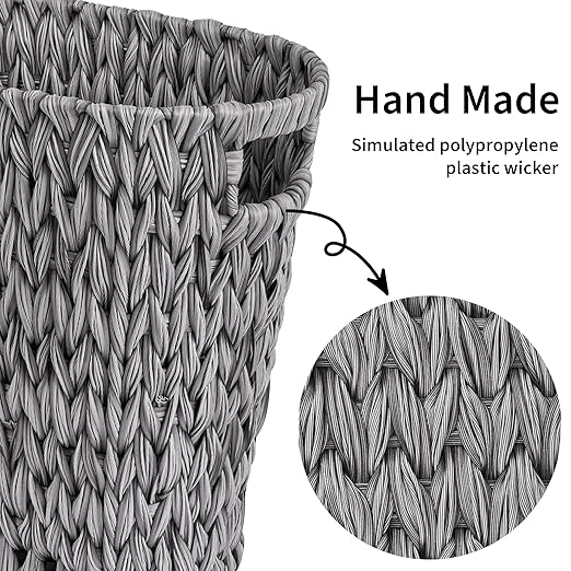 GRANNY SAYS Wicker Waste Basket - Waterproof, Space-Saving, 19L/5Gallon, Bathroom & Bedroom Trash Can