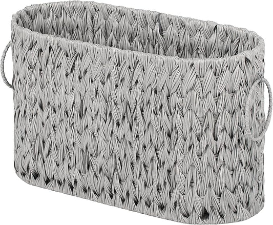 GRANNY SAYS Toilet Paper Storage, Toilet Paper Basket for Bathroom, 6 Mega Rolls Organizer Free Standing, Wicker Basket for Bathroom Storage, Grey