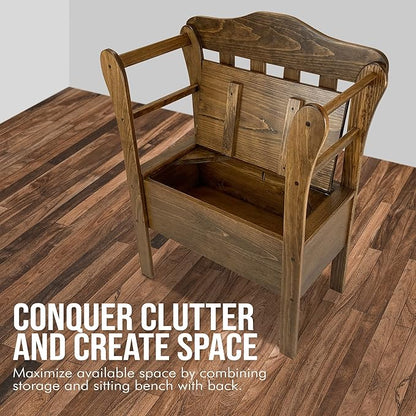 Peaceful Classics Bench with Storage - Small Wooden Storage Bench for Entryway, Hallway, Mudroom, Farmhouse, Bedroom, & Living Room, Amish Handmade Furniture Storage Organizer, Special Walnut