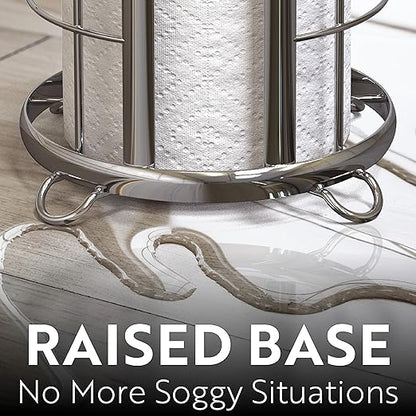BROOKSTONE, Shiny Chrome Toilet Paper Holder, Freestanding Bathroom Tissue Organizer, Minimalistic Storage Solution, Modern & Stylish Design [Holds MEGA Rolls]