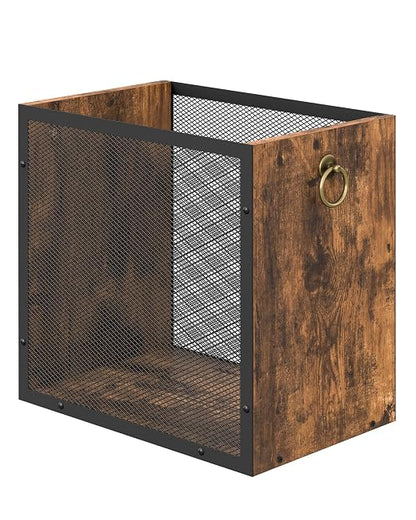 CHOEZON Waste Basket, 4.5 Gallon Rectangular Garbage Container, Trash Can, Trash Bin, for Bedroom, Office, Bathroom, Kitchen, Waste Rustic Brown and Black TCW33BF