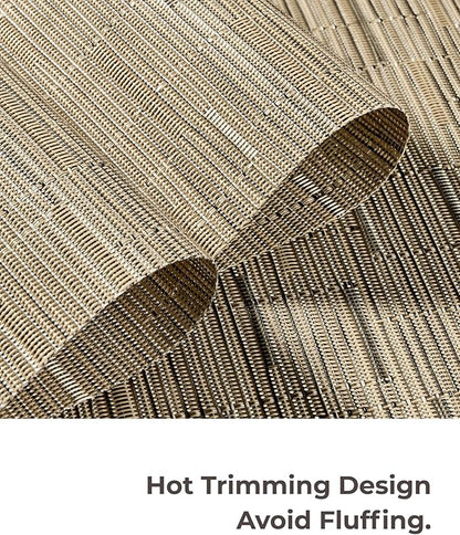 Leetaltree Light Brown Placemats Set of 8 - Heat Resistant Non-Slip Place mats for Dining Table, Washable Durable PVC Vinyl Woven Table Mats（Light Brown, 8）