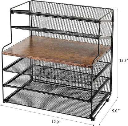 OPNICE 6-Tier Letter Tray Paper Organizer, Desk Organizers and Accessories, Desktop File Organizer, Office Desk Accessories for Office Supplies (Wood Brown)