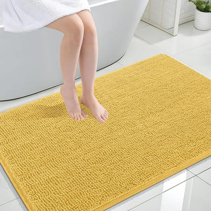 OLANLY Large Bathroom Rugs 47x32, Extra Soft Absorbent Chenille Bath Rugs, Rubber Backing Quick Dry, Machine Washable Bath Mats for Bathroom Floor, Tub and Shower, Home Decor Accessories, Yellow