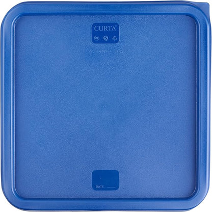 CURTA 8-Pack 12 Qt NSF Clear Polycarbonate Food Storage Containers with Blue Lids - Square, Commercial-Grade, Freezer & Dishwasher Safe, Stackable
