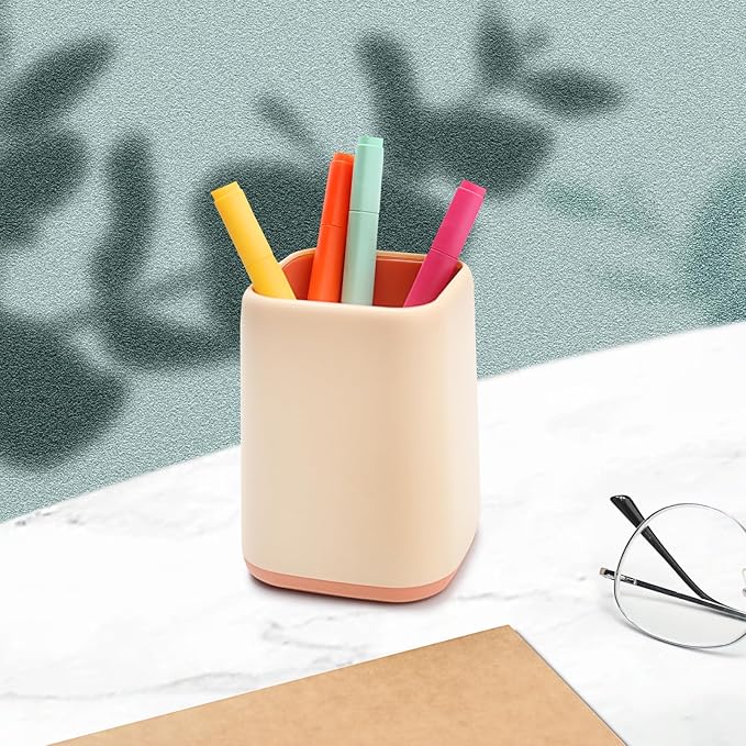 ZUFECY Pencil Holder, Makeup Brush Holder Desktop Organizer Storage Case Scandinavian Design for School Home Office Supplies (Pink)