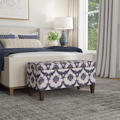 HomePop Large Decorative Storage Bench - Blue Medallion Print
