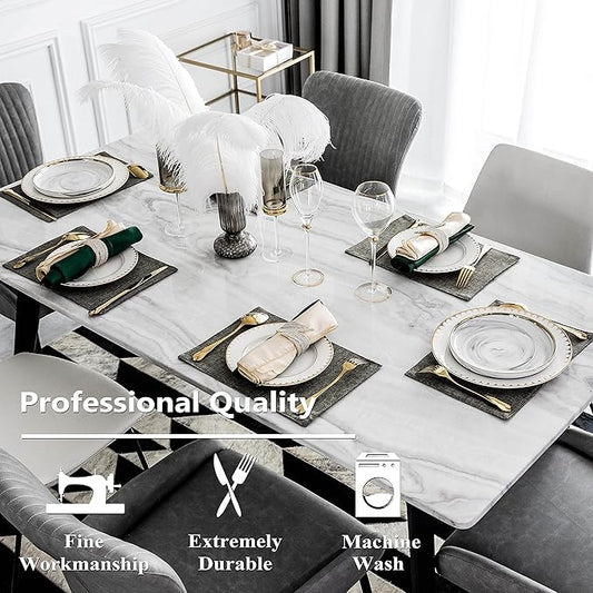 Home Brilliant Table Place Mats Fabric Cloth Placemats Set of 8 Heat Resistant Dining Linen Place Mats Kitchen, Dark Grey