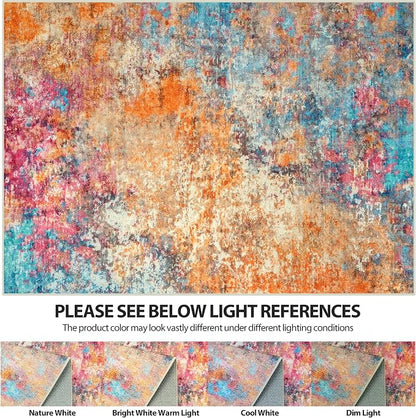 5x7 Area Rugs for Living Room Rug Washable: Abstract Rug for Dining Room Bedroom Carpet Non Slip 5 by 7 Indoor Modern Nursery Home Office Colorful