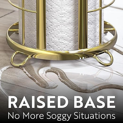 BROOKSTONE, Gold Toilet Paper Holder, Freestanding Bathroom Tissue Organizer, Minimalistic Storage Solution, Modern & Stylish Design [Holds MEGA Rolls]