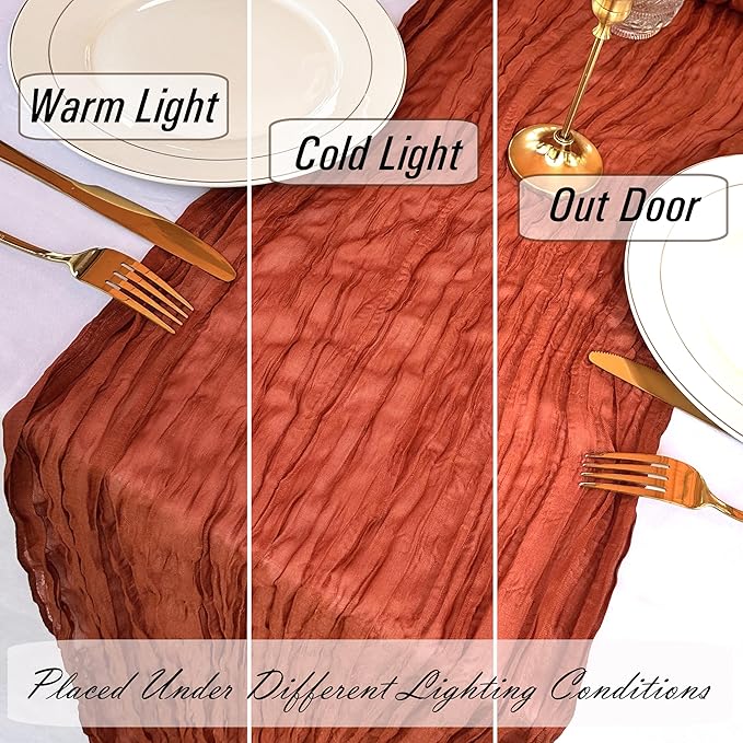 16 Pack Terracotta Cheesecloth Table Runner Rustic Gauze 22 x 108 inch Fall Table Runners for Wedding Bridal Shower Birthday Party Table Runner Thanksgiving Christmas Decor