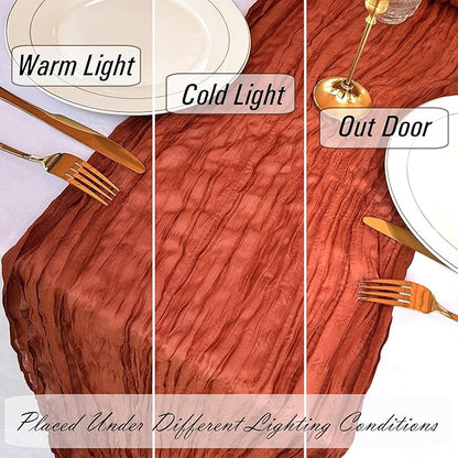 16 Pack Terracotta Cheesecloth Table Runner Rustic Gauze 22 x 108 inch Fall Table Runners for Wedding Bridal Shower Birthday Party Table Runner Thanksgiving Christmas Decor