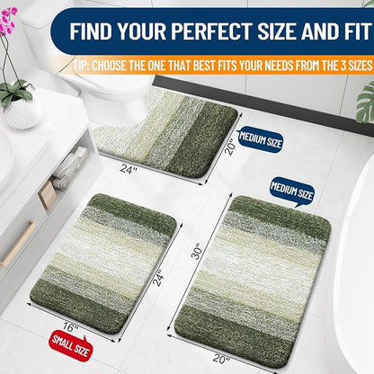 OLANLY Bathroom Runner Rugs Mat 44x24, Extra Soft Absorbent Microfiber Bath Rugs, Rubber Backing, Quick Dry, Washable Long Bath Mats for Bathroom, Tub and Shower, Home Decor Accessories, Dark Green