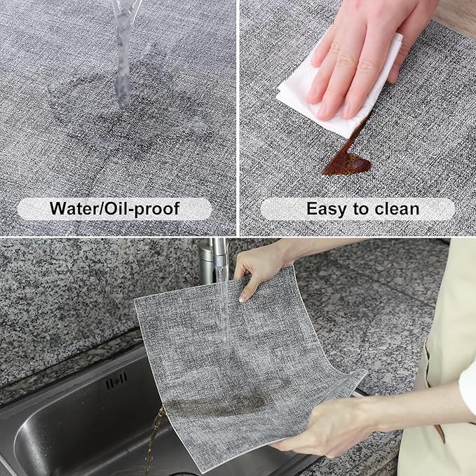 Homaxy Faux Leather Heat Resistant Placemats for Dining Table Set of 6, Waterproof Wipeable Washable PU Table Mats, Easy to Clean Anti-Slip Place Mats, 11.8" x 17", Black & White