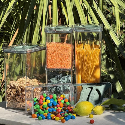5-Pack SAN Pantry Storage Container Set, Leakproof Twist-Lock Lids, BPA-Free Stackable Canisters for Sugar, Flour, Pasta, Cereal & Snacks (0.8qt, 1.9qt ×2, 3qt, 4qt)