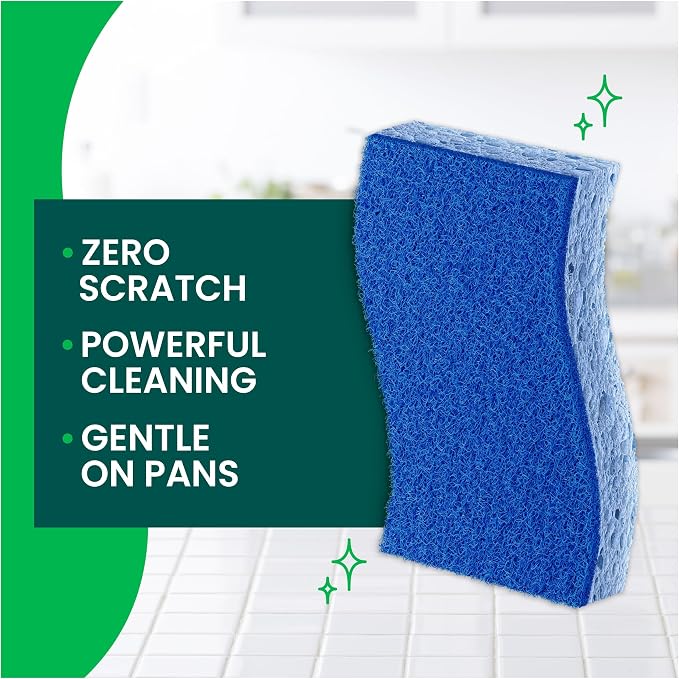 3M Scotch-Brite No Scratch Scrub Sponges, Blue, 4-1/2 x 2-1/2 x 7/10 in