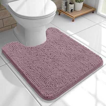 OLANLY Toilet Rugs U-Shaped 20x20, Extra Soft Absorbent Chenille Contour Bathroom Rugs for Toilet, Dry Quickly, Machine Washable, Non-Slip Bath Mat, Deep Plum
